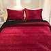 BOV Luxury King Velvet Quilt Set,Ultra-Soft All Season Lightweight Comforter & Bedspread Coverlet, Includes 2 Pillow Shams (Red, King)