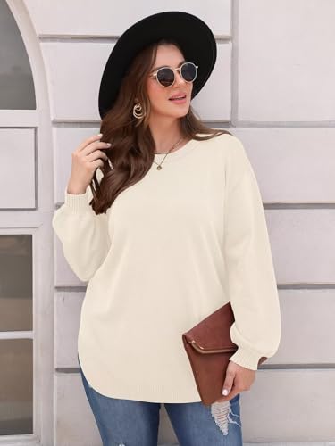 BELAROI Plus Size Sweaters for Women Long Sleeve Shirts Loose Casual Oversized Tunic Sweater Fall Outfits Curved Hem M-5X4