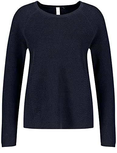 Gerry Weber Damen Pullover mit Struktur-Strick Raglanarm unifarben Navy 38