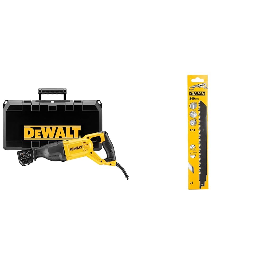 Scie sabre filaire DEWALT DWE305PK-QS 1100W et sa lame carbure DT2420-QZ