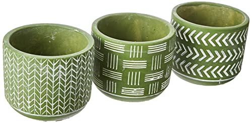 Kit Cachepot Oliva Em Cimento Com 3 Peças Mart Oliva