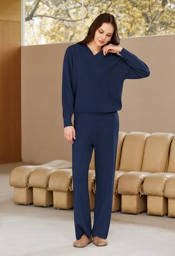 Pink Queen Sweater Set for Women Pullover Hoodie Matching Wide Leg Pants Loose Knitted Sweatsuit with Pocket4