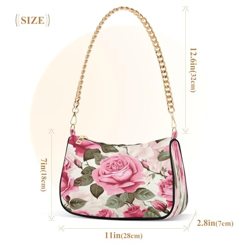 Image of Shoulder Bags for Women Flower Floral Hobo Tote Handbag Small Clutch Purse with Zipper Closure
