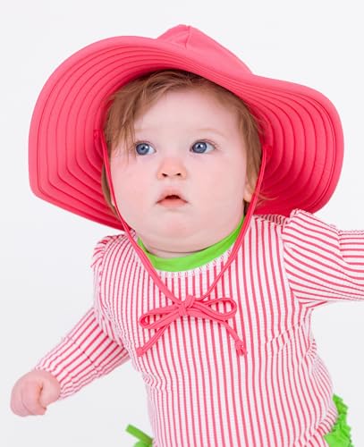 Image of RuffleButts Baby /Toddler Girls UPF 50+ Sun Protective Wide Brim Swimwear Sun Hat