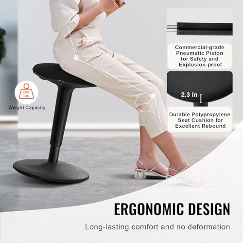 Image of VEVOR Wobble Chair, Height-Adjustable (21.7-28.3 inch) Active Chair, Flexible Seating Wobble Stool Made of Iron Improves Focus & Posture, Ideal for Schools, Office and Home, 8 Tilt Angle, Age 12-18