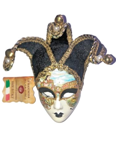 Black Jollini Miniature Ceramic Venetian Mask