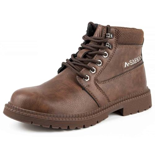 Calzado De Seguridad Laboral For Hombre, Calzado De Trabajo Resistente A Impactos Y Perforaciones, Calzado De Protección Antideslizante Y Resistente Al Desgaste, Botas Ligeras.(Brown,41.5 EU)