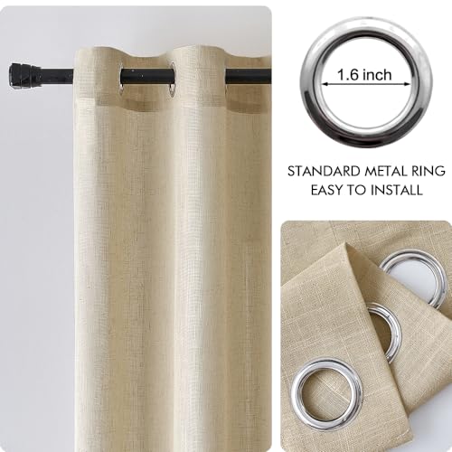 Rideaux voilages aspect lin premium beige 140x215 cm de MIULEE - 7