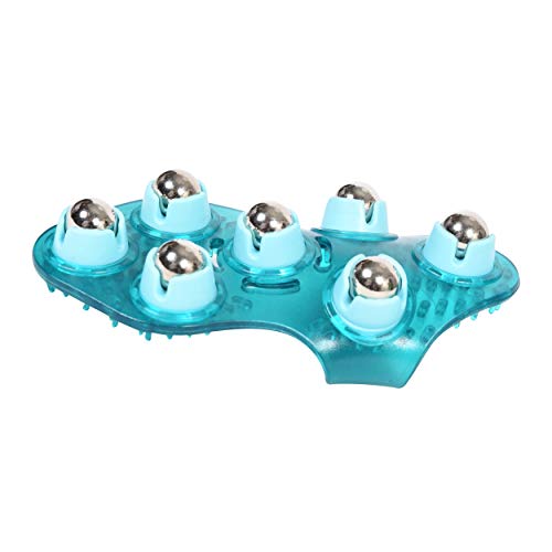 BioSwiss Hand Held Body Contouring Massager for Muscle Back Neck Joint Foot Shoulder Leg Pain Relief - Palm Shaped Massage Glove Full Body Massage Tool with Roller Balls