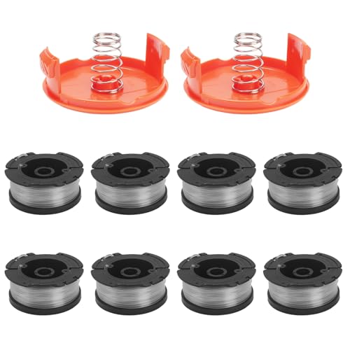 COEWUR 8pcs Bobine Filo per Decespugliatore Bobine di Ricambio per Decespugliatore con 2 Coperchio Bobina 2 Molla Rocchetto Filo in Nylon per Tagliabordi Compatibile con Black Decker