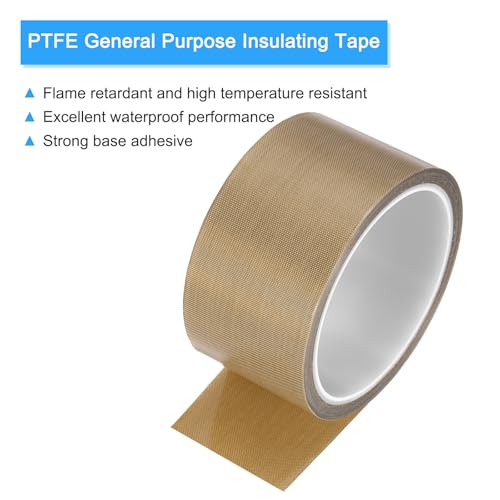 Image of MECCANIXITY 2 Pcs High Temperature Tape 50mm PTFE Coated Fabric Tape Heat Resistant Tape for Vacuum Sealers Adhesive Tape 10m /33ft Brown 0.18mm Thickness