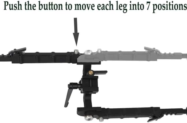 7.5-9.25” Tactical Wide Stance Rifle Bipod Pan & Cant with QD Picatinny Rail Mount Built-in Spike & Rubber feet