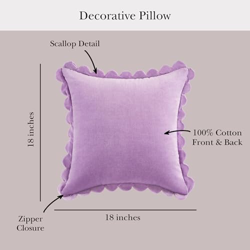 Image of kate spade new york Scallop Edge Decorative Pillow, 18 inch x 18 inch Throw Pillow for Bed or Sofa, Cotton Cover, Sea Thistle
