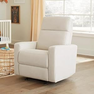 Nurture The Glider Premium Power Recliner Nursery Glider Chair with Adjustable Head Support Designed with a Thoughtful Combination of Function and Comfort Built in USB Charger Ivory