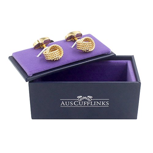 Mancuernillas de oro para hombre nudo dorado miniatura 6