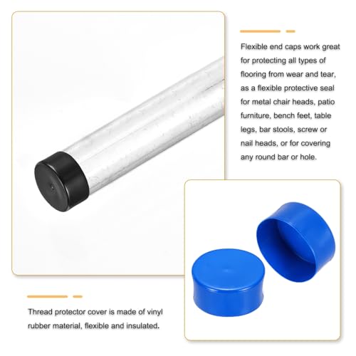 Image of uxcell 2pcs Rubber End Caps 110mm(4 5 /16 Inch) ID x 50mm(2 Inch) H Vinyl Round Tube Bolt Cap Cover Screw Thread Protectors Blue