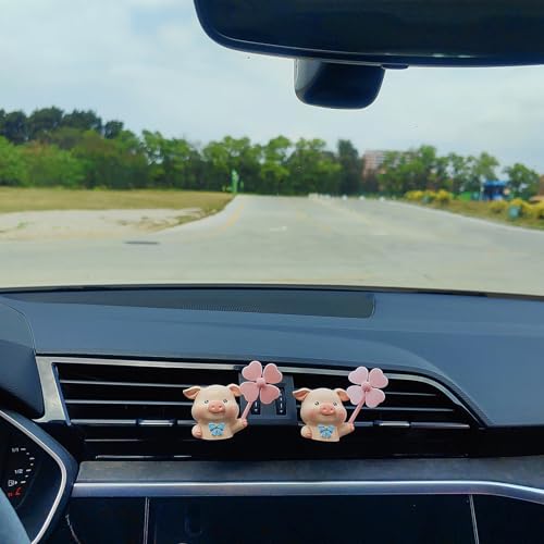Image of Cute Car Air Freshener Vent Clips, 3D Animal with Mini Fan Diffuser Vent Clip, Air Conditioning Decoration Car Accessories for Women and Men