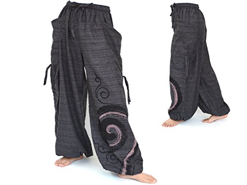 Siamrose Harem Pants Men Women, Aladdin Pants, Baggy Pants, Bohemian Pants, Drop Crotch Pants, Adjustable Length, One Size (Gray) #TOP2