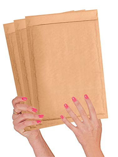 Paquete de 25 sobres acolchados de papel kraft 7,25 x 11 sobres de burbujas de 7 1/4 x 11 sobres de burbujas naturales Peel and Seal. Cojín marrón de envío, correo, sobres de embalaje.
