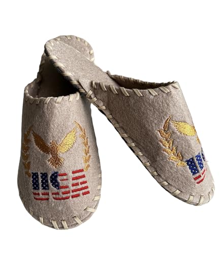 Traditional Sauna Slippers - US Flag Souvenir Sauna Slippers - Hotel Unisex Slippers with USA National Symbols - Home Spa Shoes Comfort for Him and Her - Universal Size3