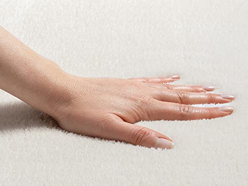 Mia´s Teppiche Taos – kuscheliger Kurzflor Teppich in Felloptik, super Soft & waschbar bis 30°C, mit Anti-Rutsch-Unterseite, Wohnzimmer & Schlafzimmer, Made in Turkey, Creme, 120 x 120 cm Rund