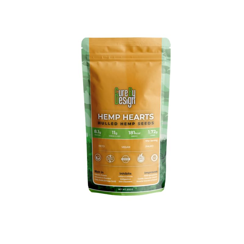 Cure By Design Himalayan Hemp Hearts 200Gm-High Protein Superfood With Omega&Amino Acids|Nutrient-Rich Organic Seeds