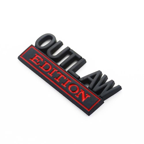 Image of 2Pc Outlaw Edition Emblem 3D Badge Stickers with Double Tape for Cars, Trucks, Motorcycles, Boats (Black Red)