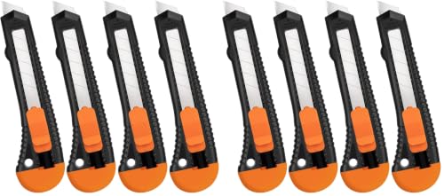 Image of Retractable Utility Knife, 8 Pack Box Cutters with 18mm Snap-Off Blade for Paper, Plastic, Cardboard