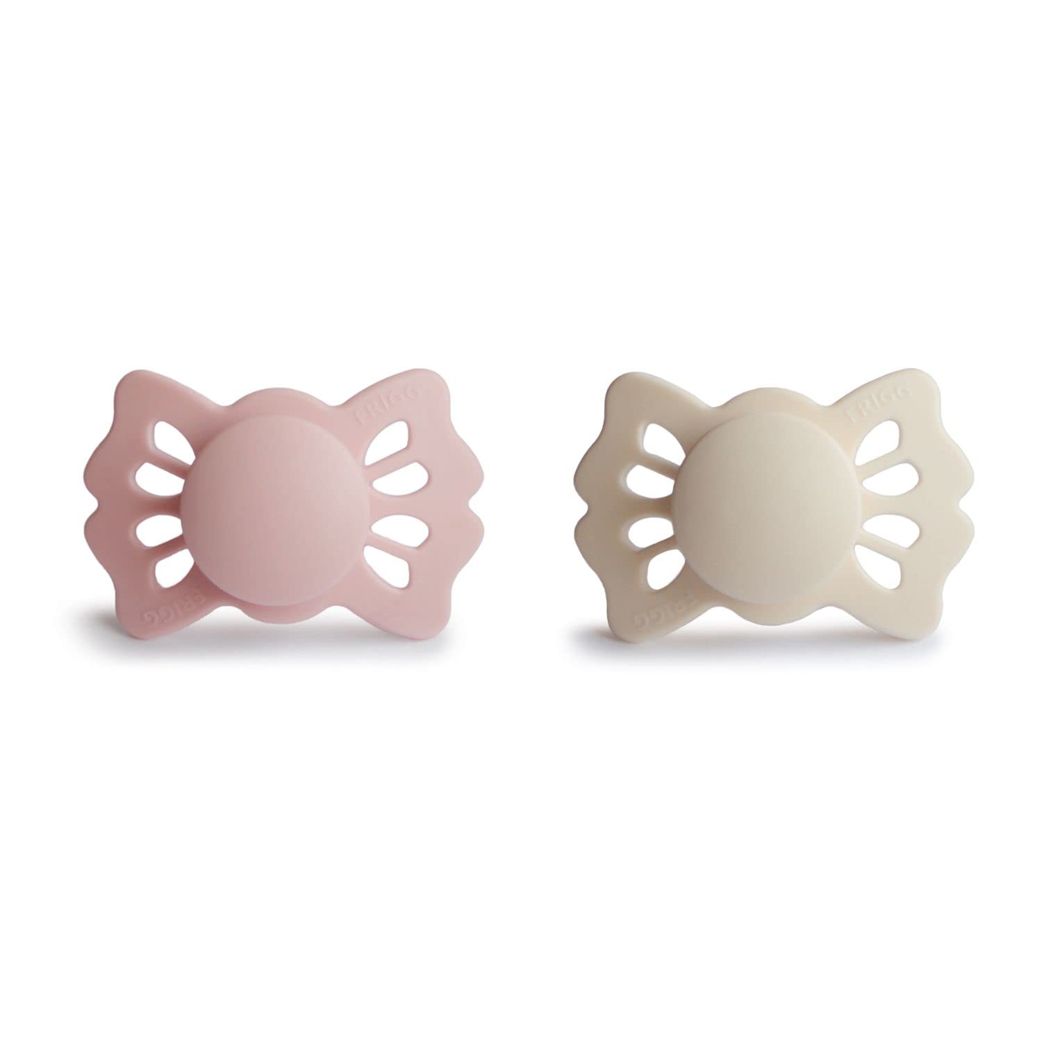FRIGG Lucky Symmetrical SilkySoft Silicone Baby Pacifier | Made in Denmark | BPA-Free (Cream/Blush, 0-6 Months)