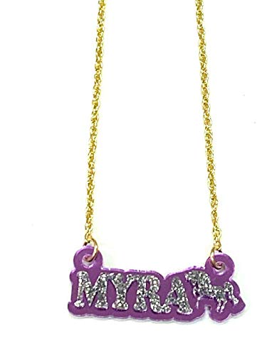 MIRROR MANIA Name Plate Custom Name Necklace Nameplate Jewelry Name Laser Cut Personalized, Diamond Look Letters with Unicorn, Gold Chain, Made To Order Any Name - Dazzling and Stunning!4
