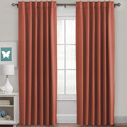 Image of H.VERSAILTEX Blackout Curtains Thermal Insulated Window Treatment Panels Room Darkening Blackout Drapes for Living Room Back Tab /Rod Pocket Bedroom Draperies, 52 x 84 Inch, Orange, 2 Panels