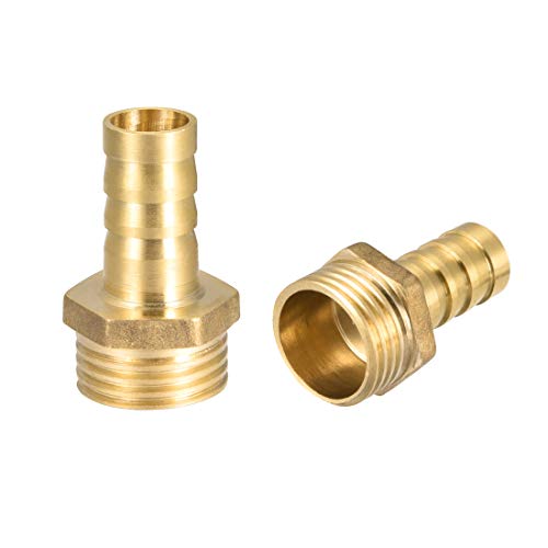 sourcing map Brass Hose Barb Fitting,Connector,12mm Barb x G1/2 Male Pipe Adapter,2Pcs
