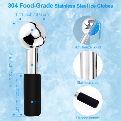 CGBE Facial Ice Globes, 2 Stück Edelstahl Gesichtsroller Kühlend für Gesicht, Nacken & Augen, Eiskugeln für die Gesichtsmassage Reduzieren Schwellungen und Augenringe, Verbessern die Durchblutung