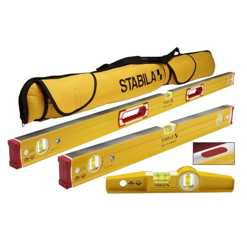 Image of STABILA TYPE 96M Magnetic Level Set, Includes 48 and 24 Inch Levels, Torpedo and Carry Case, Cat. Number 48380