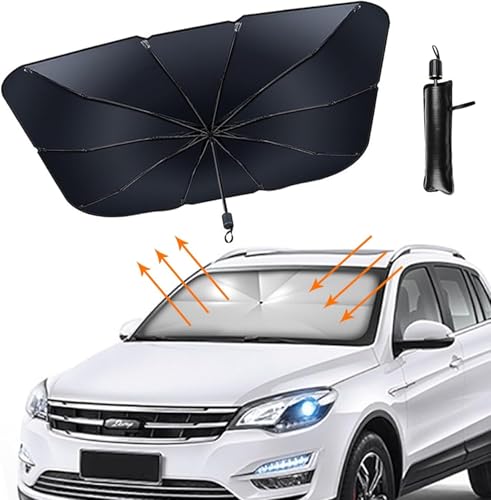 Image of Premium Car Windshield Sun Shade Umbrella, Foldable Car Front Window Sunshade, Block UV Rays & Sun Heat Insulation, Automotive Windshield Sunshades Fit Most Vehicles, Car Accessories