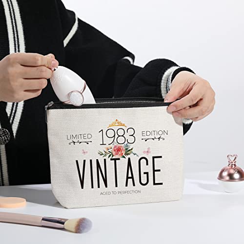 Kdxpbpz 40Th Birthday Gifts For Women, 1983 Vintage Makeup Bag, Best 40 Year Old Birthday Gift Ideas For Sisters, Friends, Bff, Mom, Coworker, Bonus Mom, Funny Anniversary Ideas For Her #TOP6
