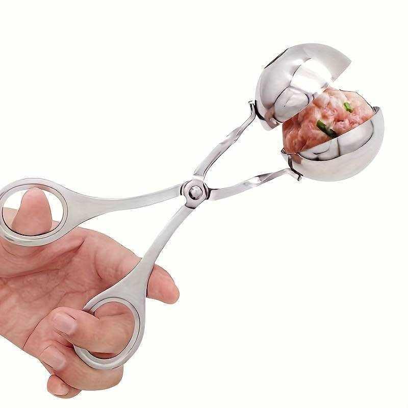 CHEFZOCO Cuchara para Hacer Albóndigas, Cuchara de Albóndigas, Máquina para hacer bolas de albóndigas, Pinza para albóndigas, Antiadherente, Acero Inoxidable, 3.5 cm diámetro