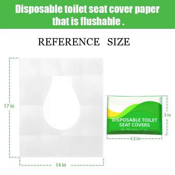 Toilet Paper Seat Covers (5 packs of 10 pieces)-Disposable Flushable Toilet Seat Covers, Portable Toilet Seat Covers for Travel Accessories, Companies and Camping. (WHITE) image 4