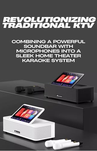 Sistema de karaoke de pantalla táctil de 14 pulgadas con 2 micrófonos inalámbricos, descargas de canciones en la nube de alta velocidad, compatible con KTV, MP3, Bluetooth, salida HDMI y