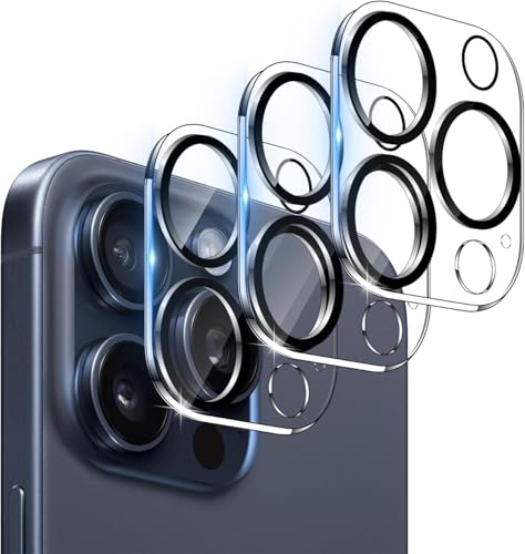 Image of Camera Lens Protector Compatible with iPhone 15 Pro Max (Pack of 3) | 9H Tempered Glass Camera Lens Guard | Scratch Resistant | HD Clear | Anti-Fingerprint | Easy Installation | Bubble Free