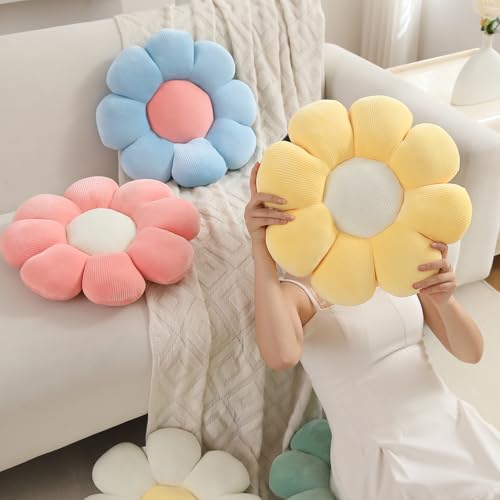 Image of HOKIPO Flower Shaped Plush Throw Pillow Cushion for Sofa, Couch, Chair, Bed, Bedroom, Nursery, Props or Home Decor - 42 cm, Daffodil Yellow (AR-6234-YLW)
