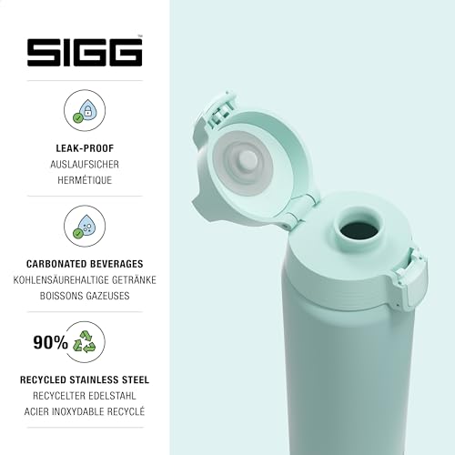 Sigg - Edelstahl Trinkflasche - Shield ONE Glacier - Für Kohlensäurehaltige Getränke Geeignet - Auslaufsicher - Federleicht - BPA-frei - Outdoor & Fitness - Hellblau - 0,75L