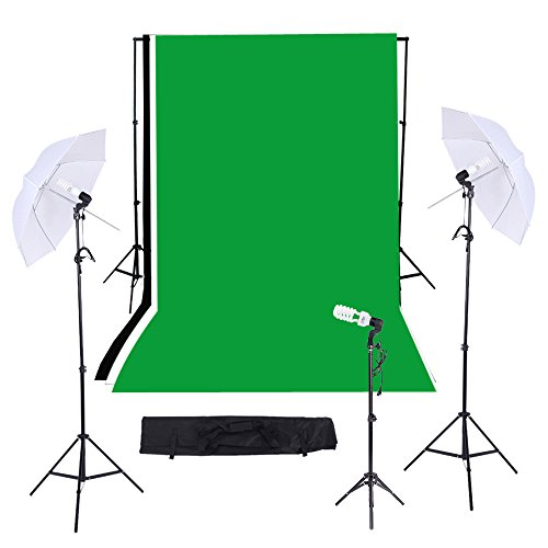 calau Kit de iluminação tripla de estúdio de fotografia/vídeo com sistema de apoio de fundo 10 ft *