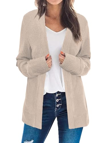 Women's Open Front Long Sleeve Cardigan Sweaters Business Casual Lightweight Outerwear Coats Fall Fashion Clothes