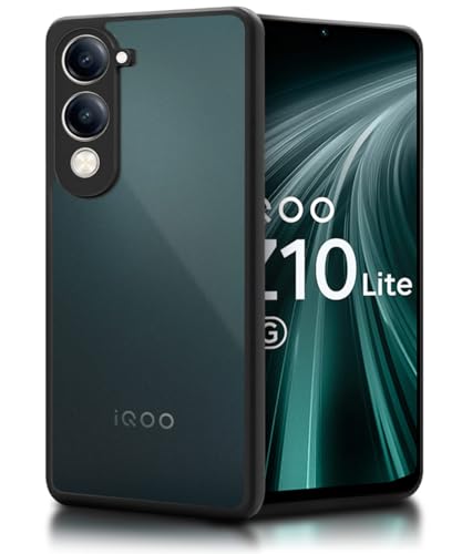 Image of WOW IMAGINE Translucent Hybrid Back Case Cover for Vivo T4 lite 5G | iQOO Z10 lite 5G | Y04 4G | Y19 5G | Y19e Smoked Matte Back | ShockProof 360 Degree Protection | Protective Hard Case - Matte Black