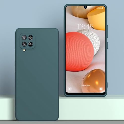Image of DIZORO Liquid Silicone Case with Microfiber Coushioning Compatible for Samsung Galaxy A12 /M12 /F12 Shockproof Slim Back Cover, Gel Rubber Full Body Protection - Forest Green