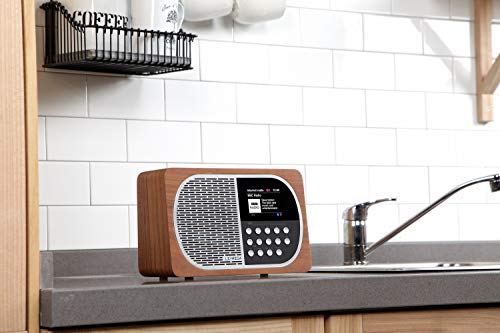 LEMEGA M2+ Smart Internet Radio,Table Radio,FM Radio,Bluetooth, WiFi,Spotify Connect,Wooden Box,Headphones-Out,AUX-in,USB MP3, Alarms& Clock,Kitchen/Sleep/Snooze Timer,20 Stations Presets-Walnut