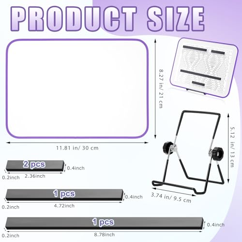 Image of Flutesan 8 x 12 Inches Knitting Pattern Holder with 4 Replacement Magnets Knitting Chart Keeper Cross Stitch Magnetic Board Cross Stitch Accessories and Supplies for Crochet(Purple Border)