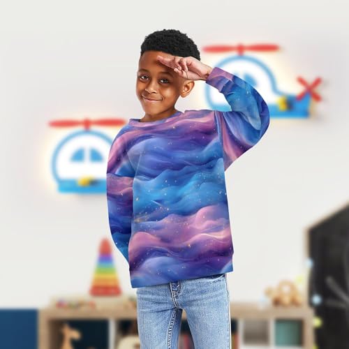 JUNZAN Blue Pink Purple Liquid Texture Big Boys Pullover Hoodie Long Sleeve Kids Pullover Hoodie Party 4T4