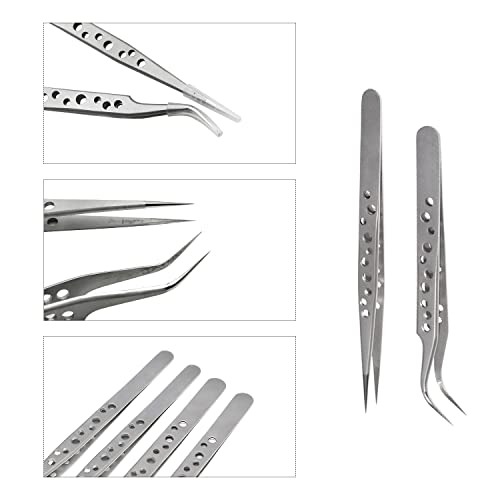 CYIOU 4 Pezzi Pinzette di Precisione a Punta